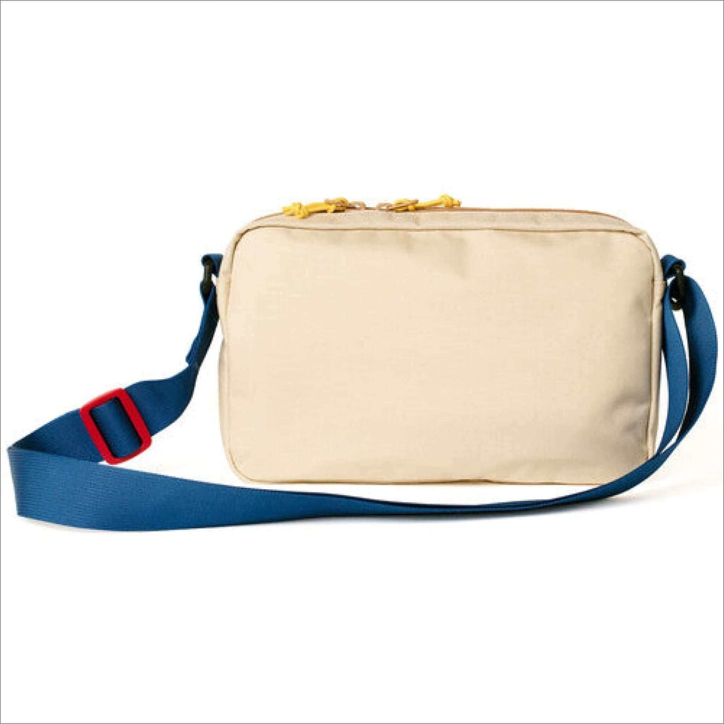 Long Weekend Santa Fe Camera Bag in creme with blue strap, inspired by film photography.