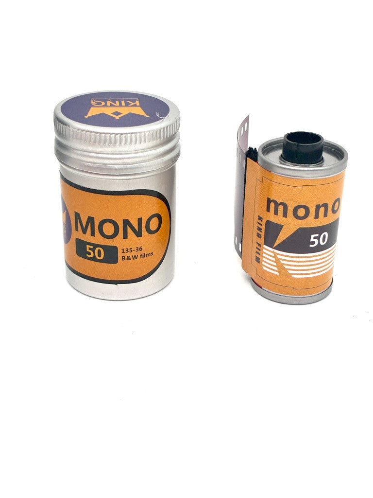 King Film Mono 50 35mm black and white film canister and cassette