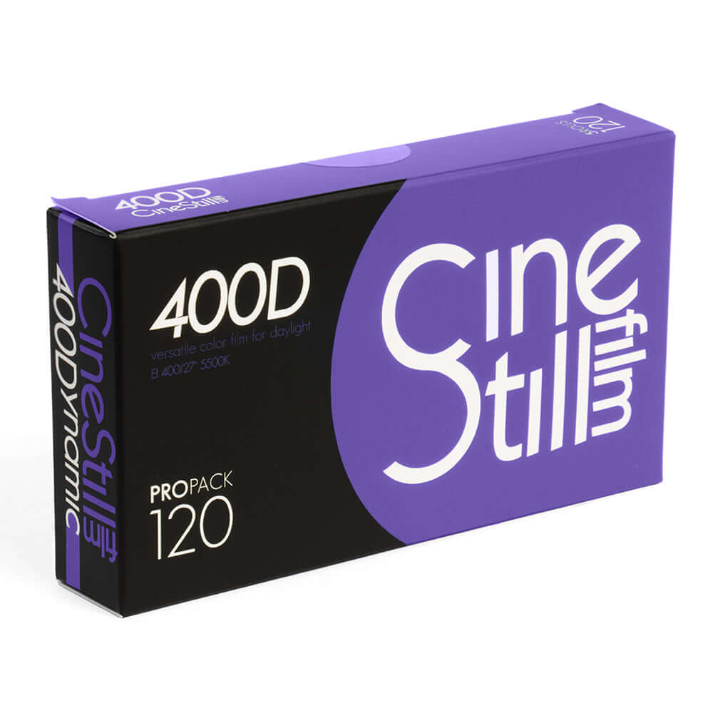CineStill 400D 120 ProPack containing 5 rolls of versatile fine-grain color negative film.