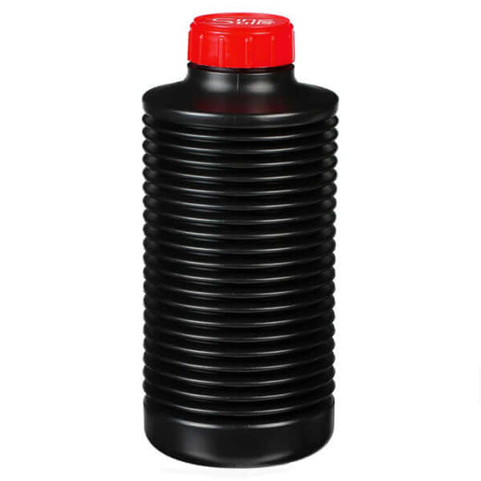 Cinestill CS Collapsible Air Reduction Accordion Storage Bottle, 1L, designed to protect photographic chemicals from oxidation.