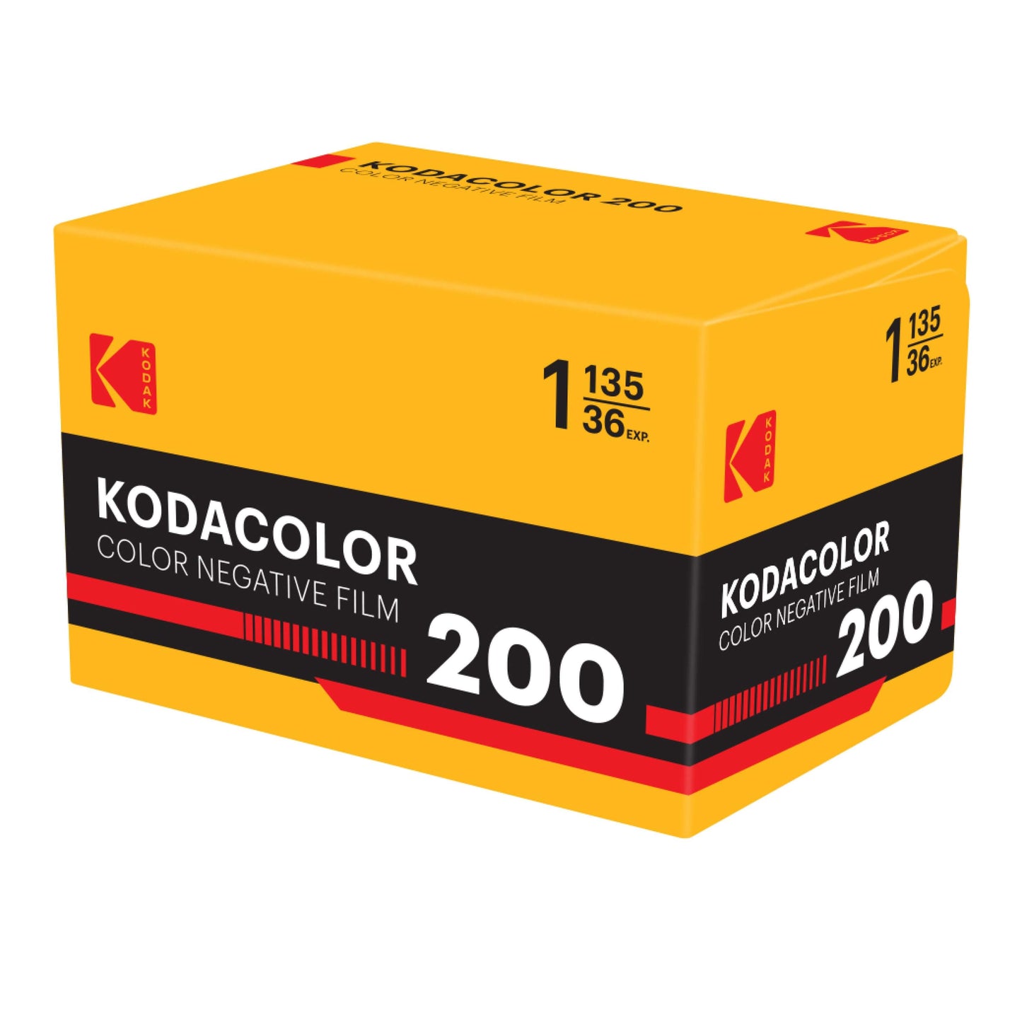 NEW Kodak Kodacolor 200 Color C41 Film 35mm 36 Exp 09/2027 packaging in bright yellow box.
