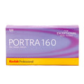 Purple and yellow box of kodak professional portra 160 film.