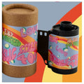 Street Candy Psychedelic 400 ISO film cartridge and packaging with colorful design.