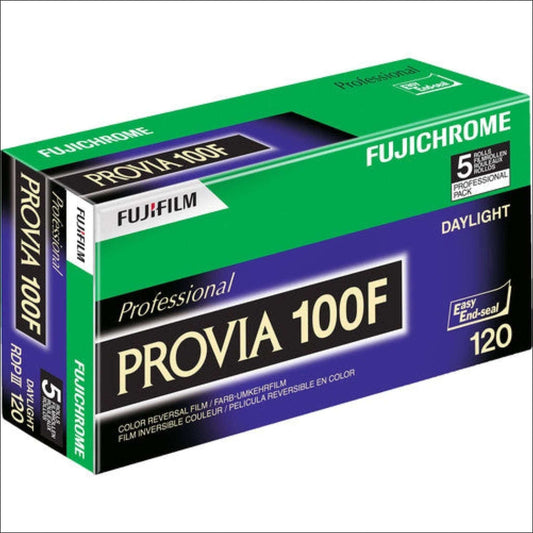 Fujifilm Fujichrome Provia 100F Color Slide Film 120 format, 5-pack with daylight balance, ISO 100.
