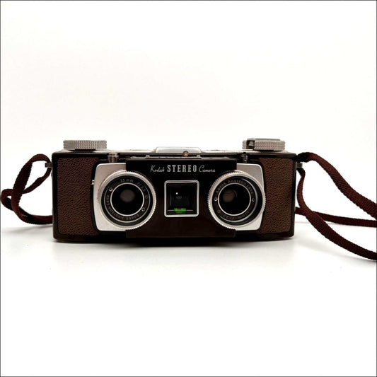 Kodak vintage stereo 35mm film camera front view with original case, great cosmetic condition, sold as is.